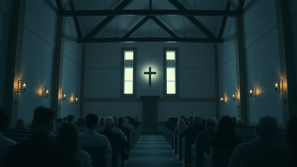 Contemporary synagogue interior on Tisha B
