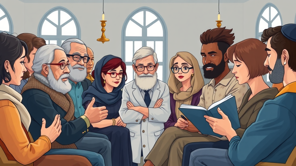 contemporary jewish community learning ninth of av lessons, circle in synagogue, reflecting on fast day and resilience