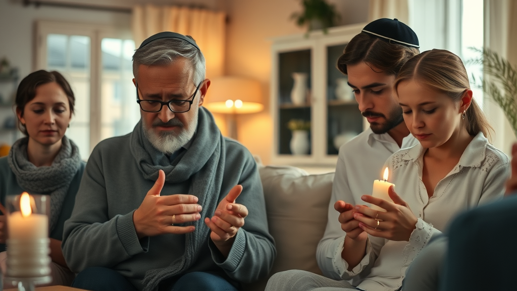 yom kippur spiritual family prayer in warmly lit home